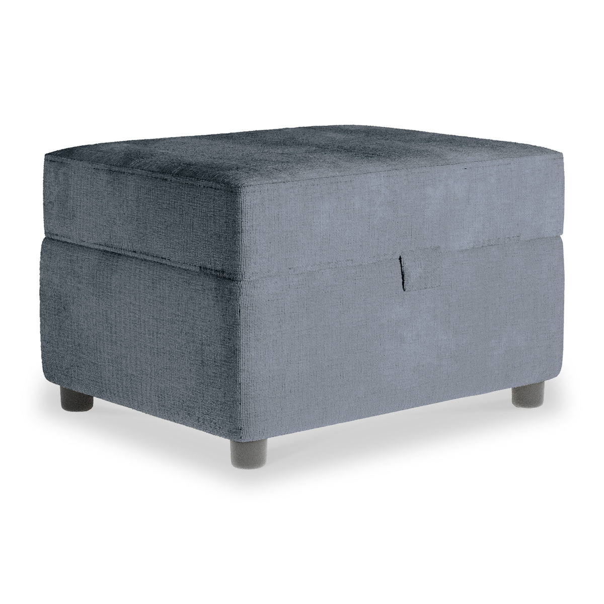 Chester Navy Hopsack Small Storage Footstool from Roseland Furniture