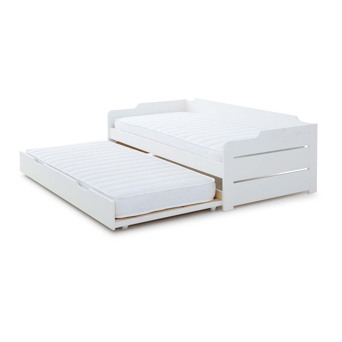 Snooze White Wooden Bed with Trundle by Roseland Furniture