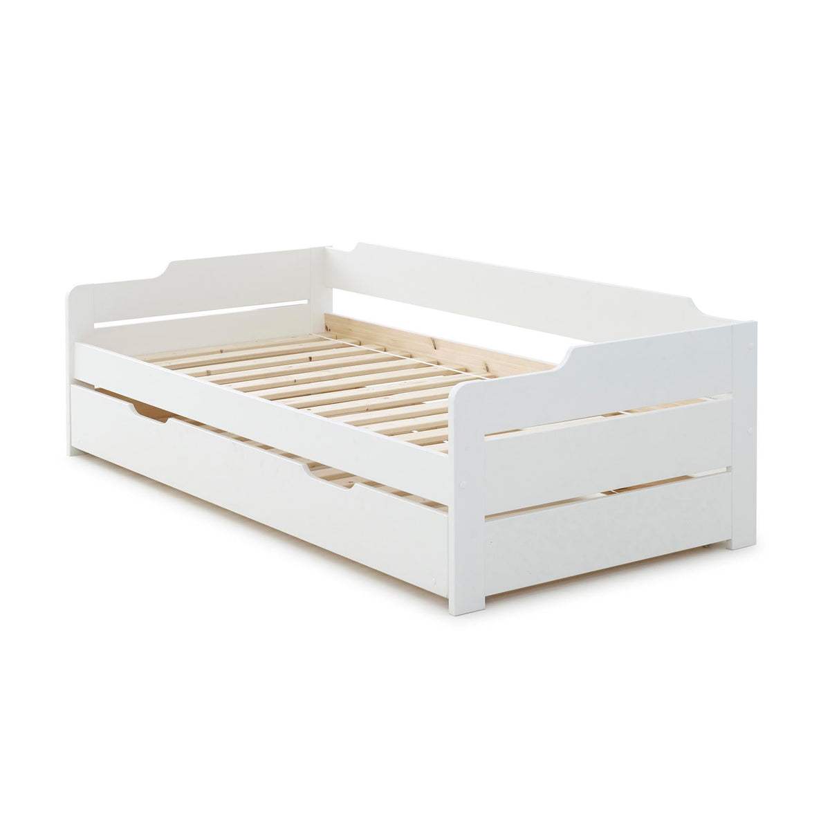 Snooze White Wooden Bed Frame with closed Trundle 