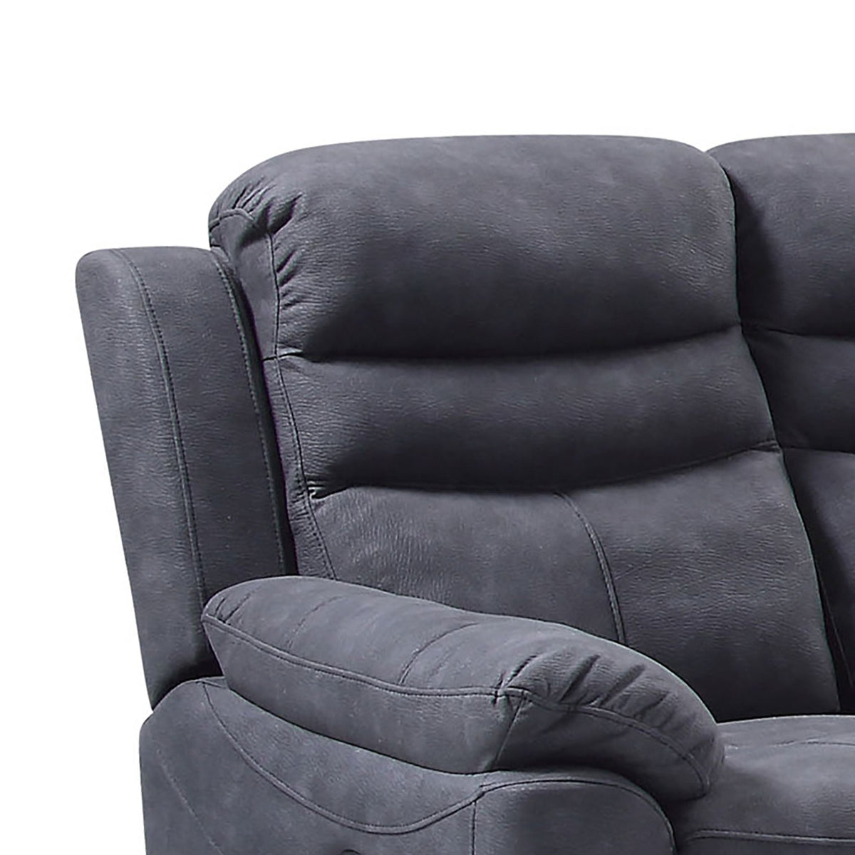 Conway Charcoal 2 Seater Recliner Sofa - Close up of back