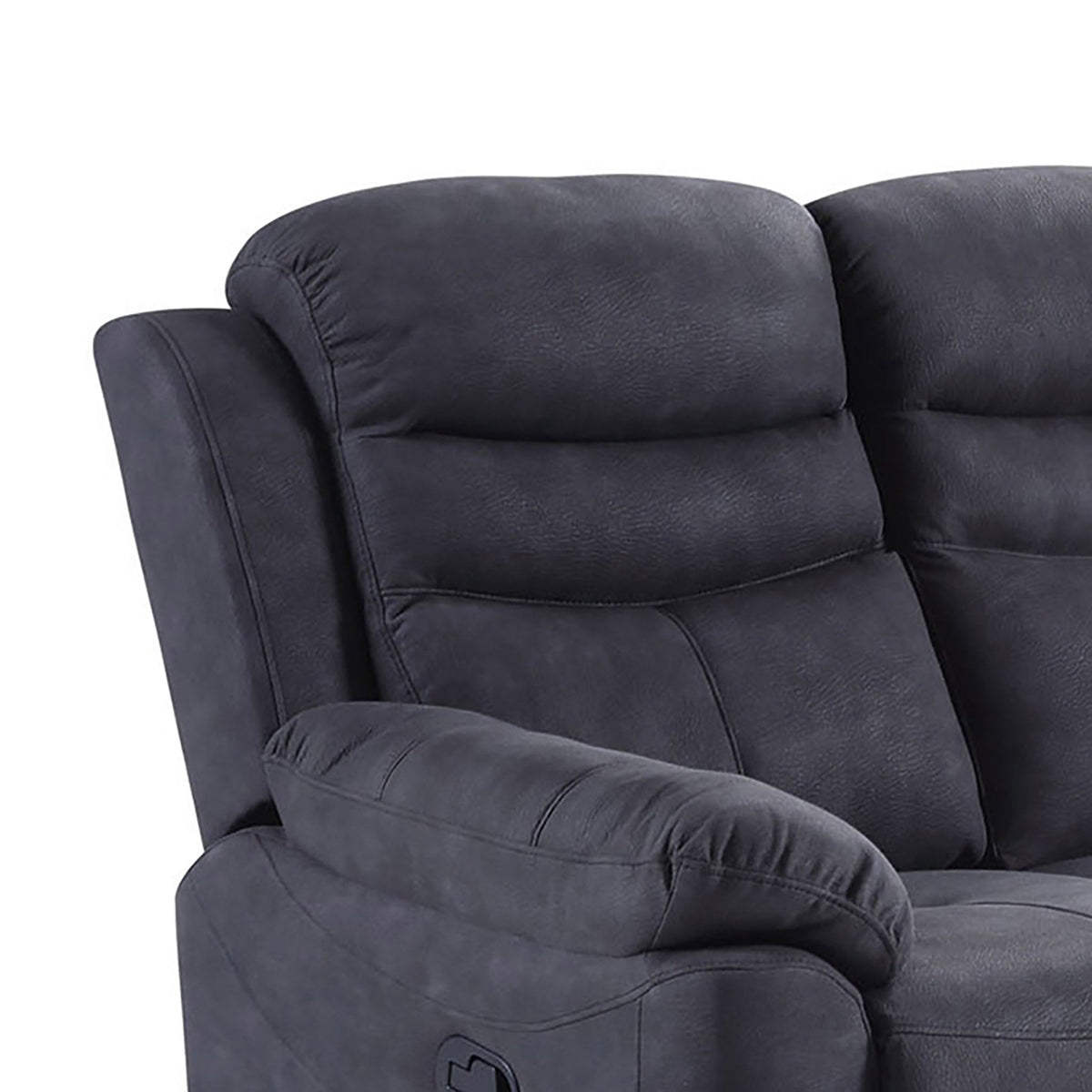 Conway Charcoal 3 Seater Recliner Sofa - Close up of back
