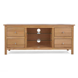 Front view of the Falmouth Oak Large TV Unit with 4 Drawers from Roseland Furniture