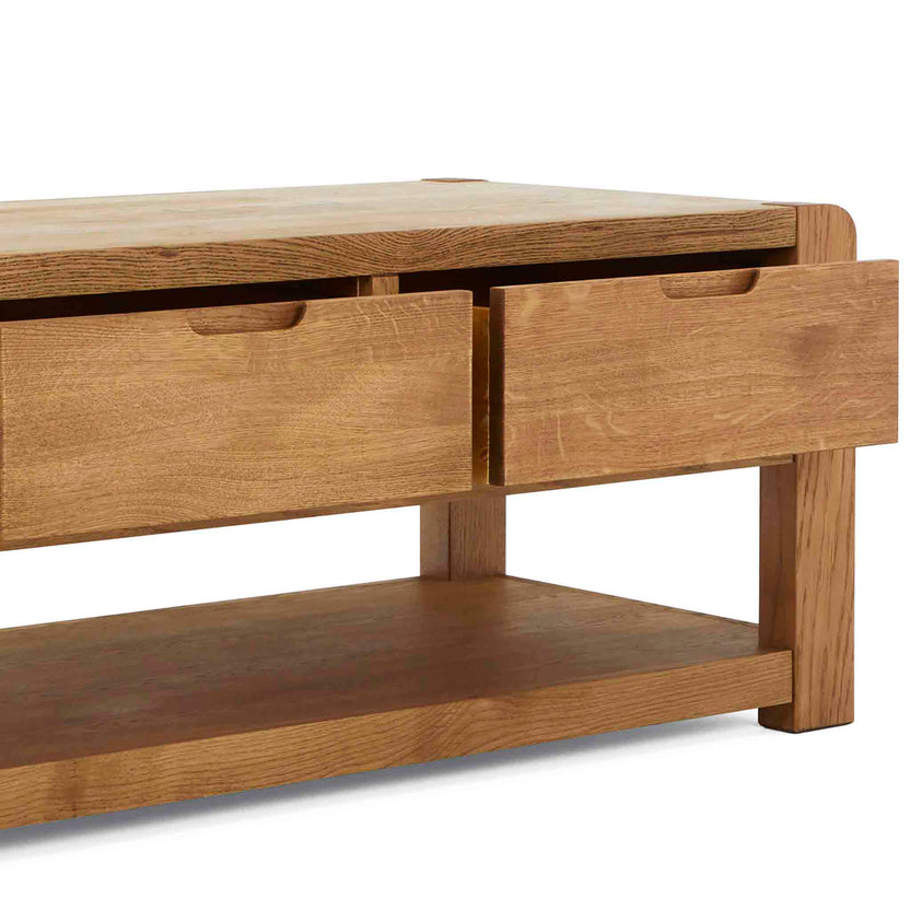 Harvey Chunky Oak Coffee Table with 2 Drawers & Shelf Roseland