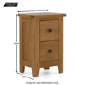 Dimensions - Broadway Oak Narrow Bedside Table