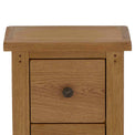 Broadway Oak Narrow Bedside Table - Close up of top of unit