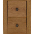 Broadway Oak Narrow Bedside Table - Close up of front of drawers