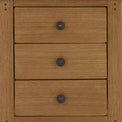 close up of the rustic drawer handles on the Broadway Oak Bedside Table