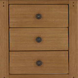 close up of the rustic drawer handles on the Broadway Oak Bedside Table