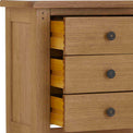 close up of drawer wooden runners on the Broadway Oak Bedside Table