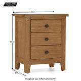 Broadway Oak Bedside Table size guide