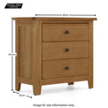 Broadway Oak 3 Drawer Chest - Size Guide