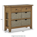 Broadway Oak Console Table with Baskets dimensions