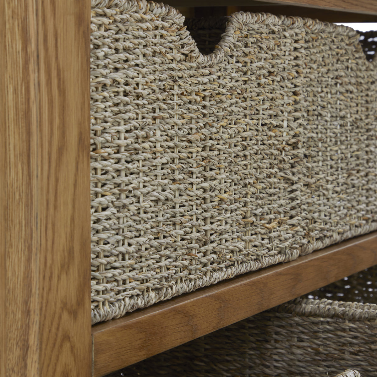 Broadway Oak Console Table with Baskets