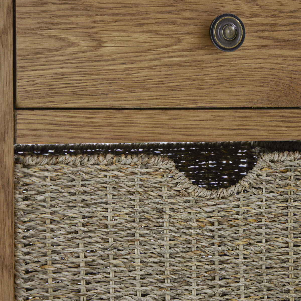 Broadway Oak Console Table with Baskets