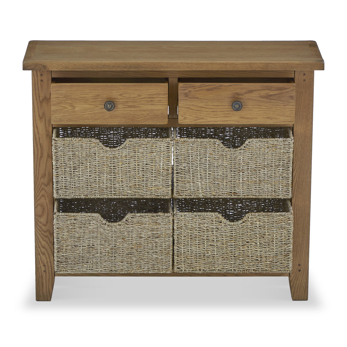 Broadway Oak Console Table with Baskets