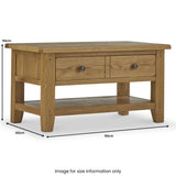 Broadway Oak Small Coffee Table dimensions