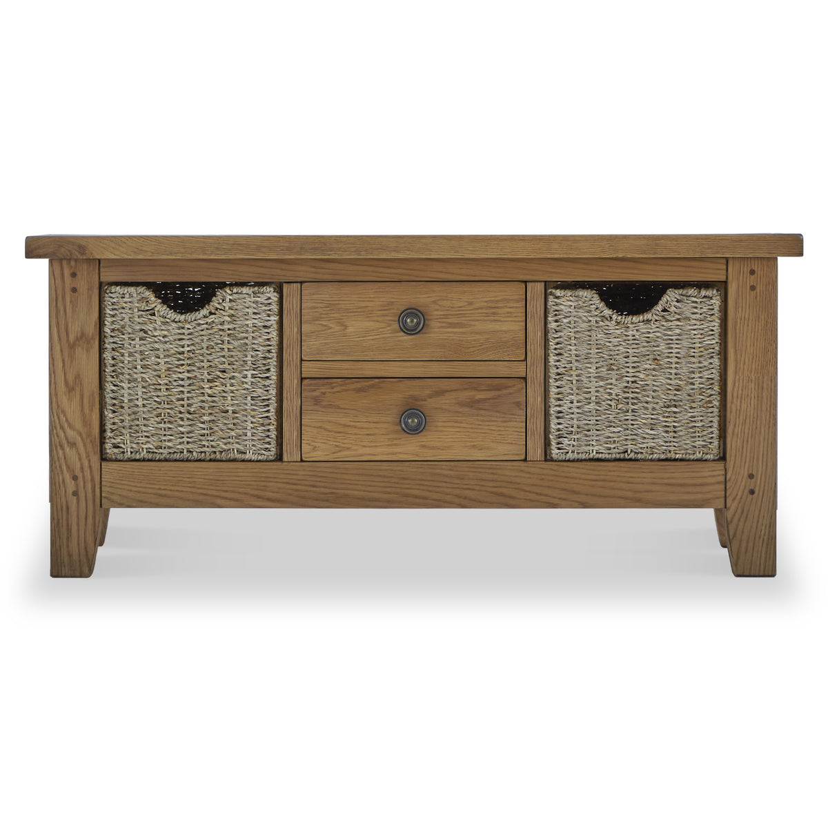 Broadway Oak Large Coffee Table with Baskets