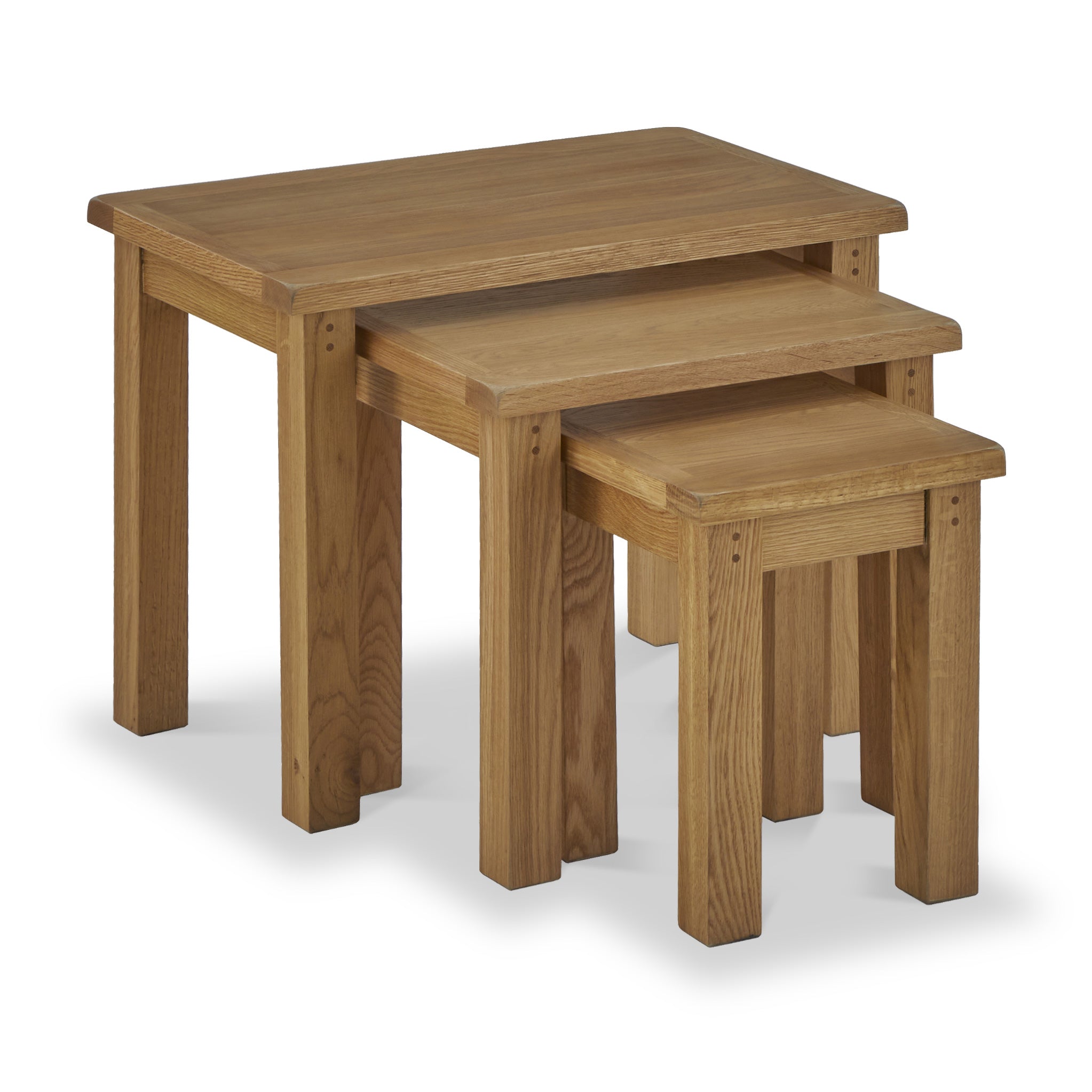 Solid oak nest of 3 tables deals