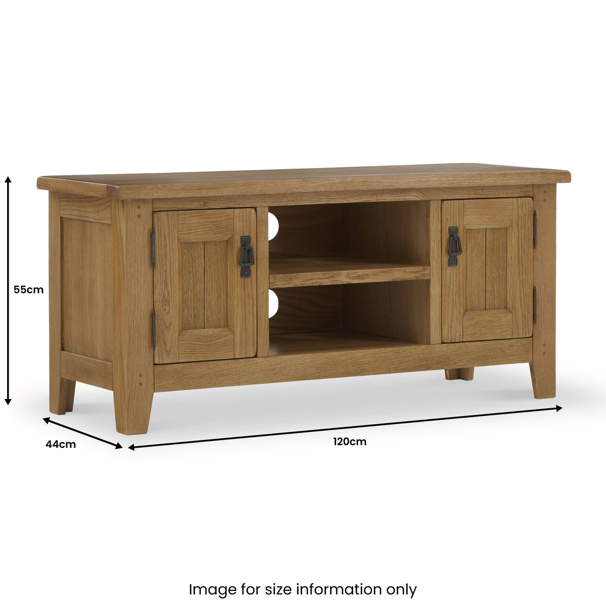 Broadway Oak 120cm TV Unit dimensions