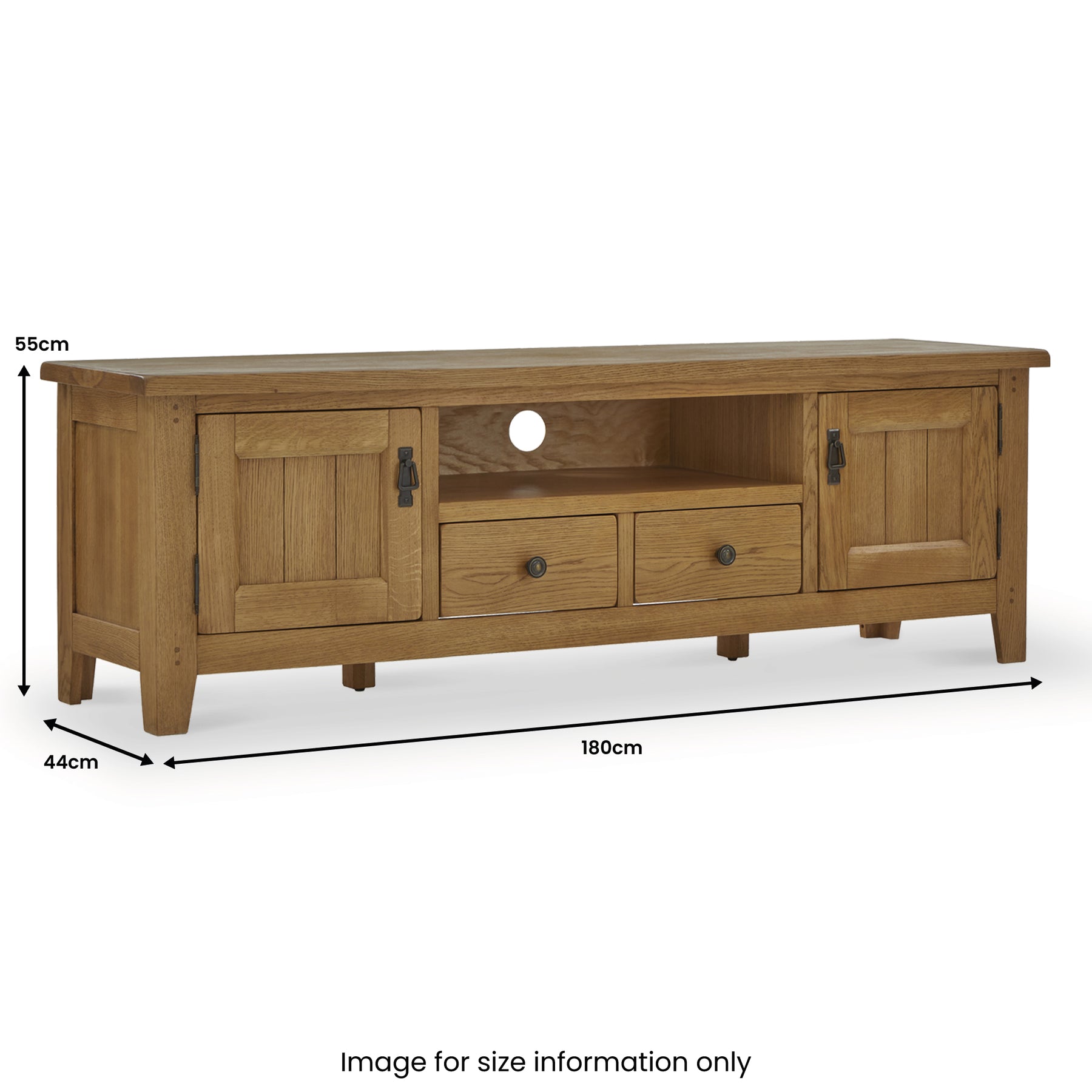 Broadway Oak 180cm TV Unit dimensions