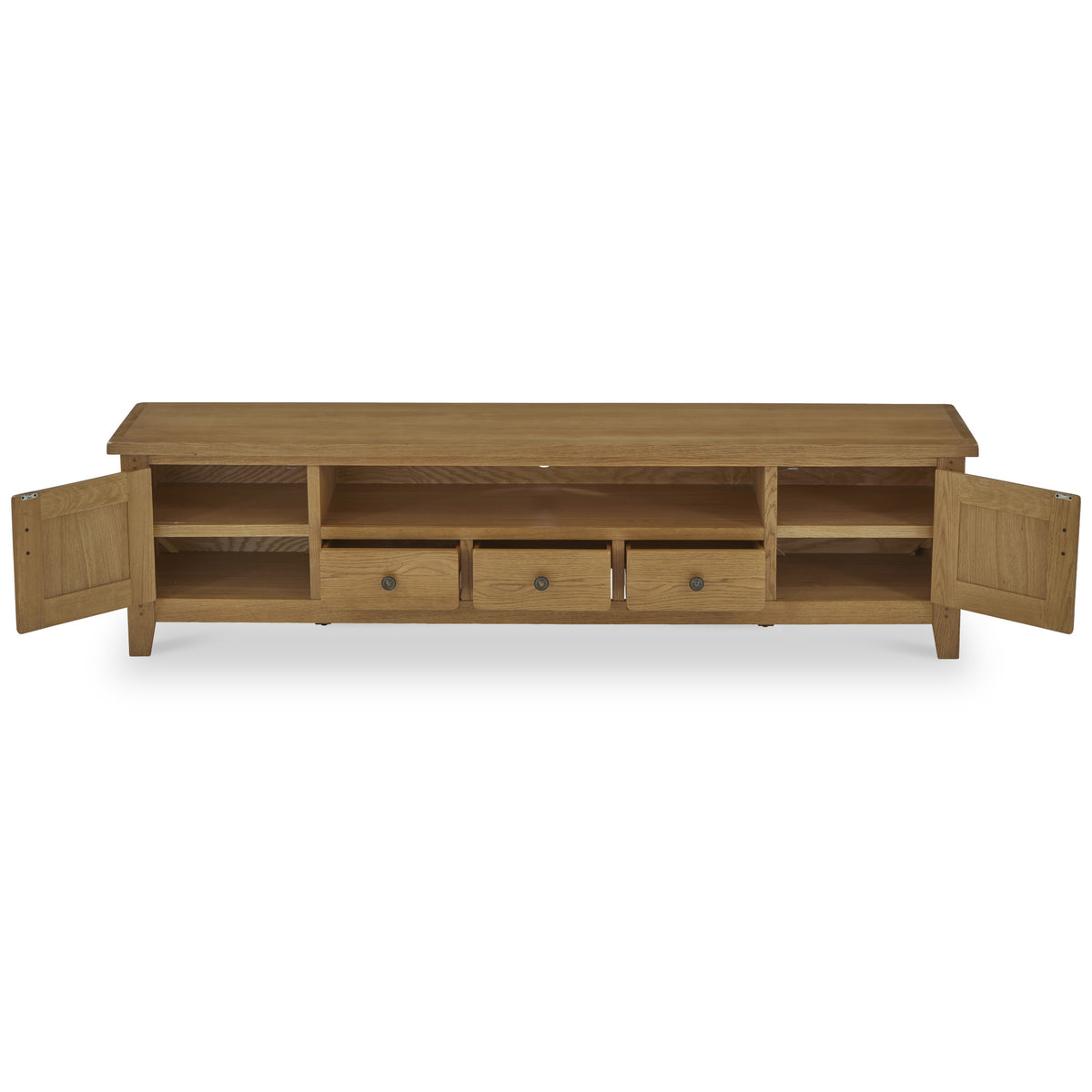 Broadway Oak Extra Large 210cm TV Unit with Storage Drawers | Roseland ...