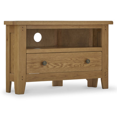 Broadway Oak Corner TV Unit with Drawer