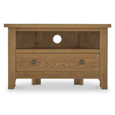 Broadway Oak Corner TV Unit with Drawer