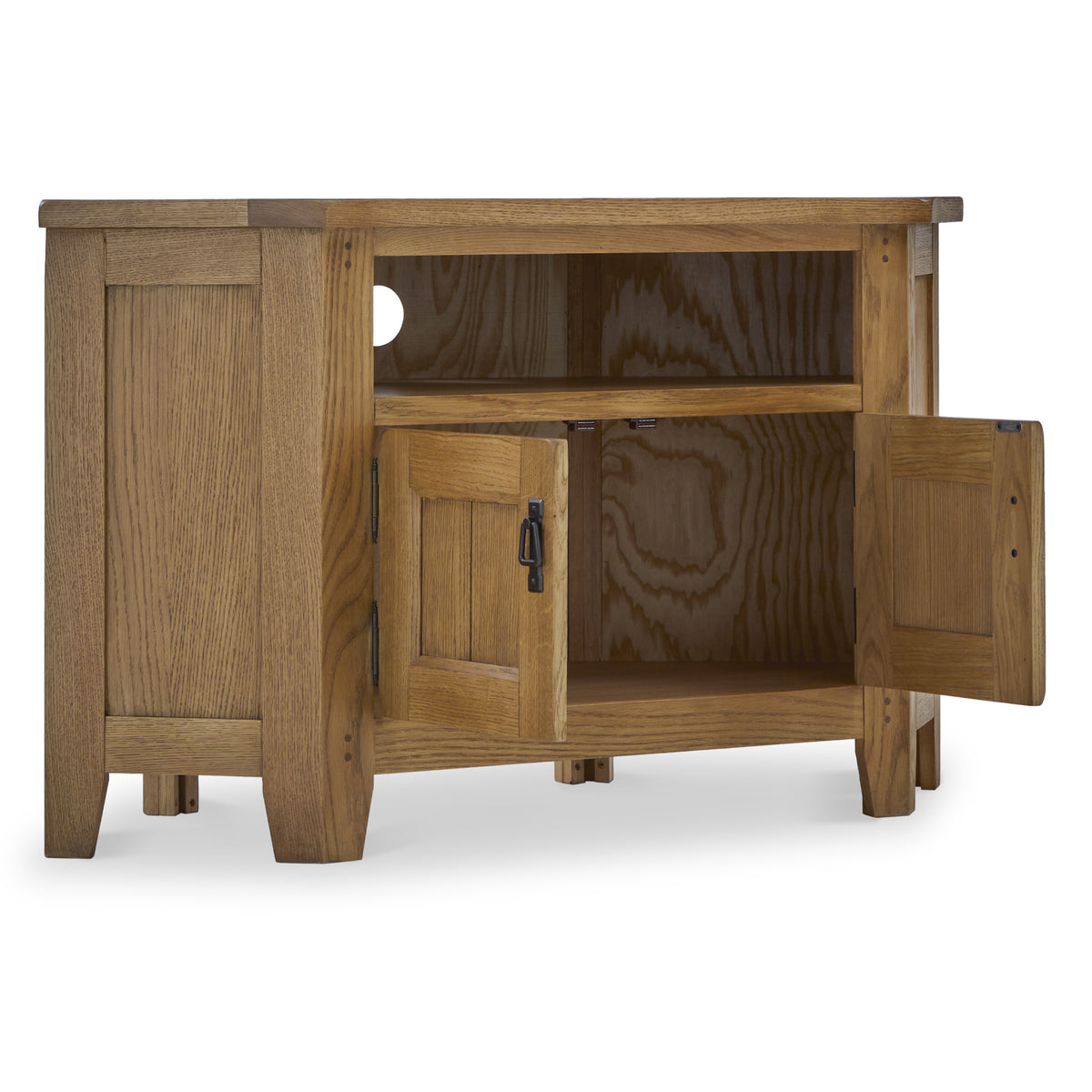 Broadway Oak Corner TV Stand with Door