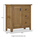 Broadway Oak Mini Sideboard with Side Drawers dimensions