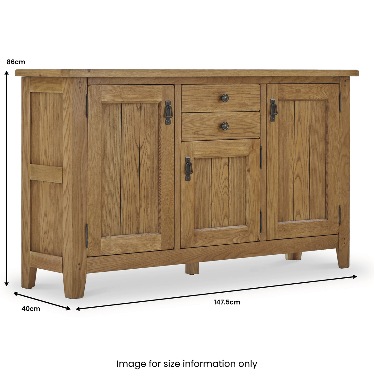 Broadway Oak Large Sideboard Cabinet dimensions
