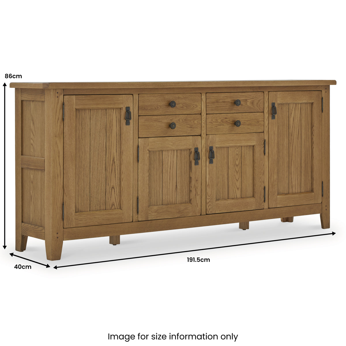 Broadway Oak Extra Large Sideboard Cabinet dimensions