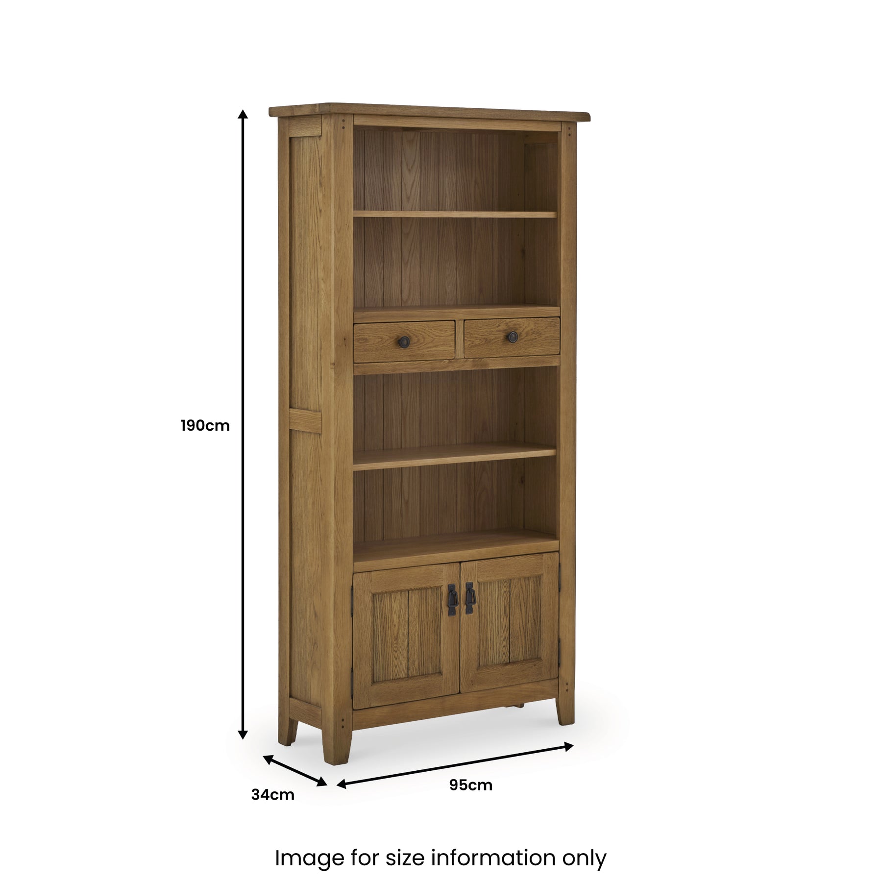 Broadway Oak Display Bookcase dimensions