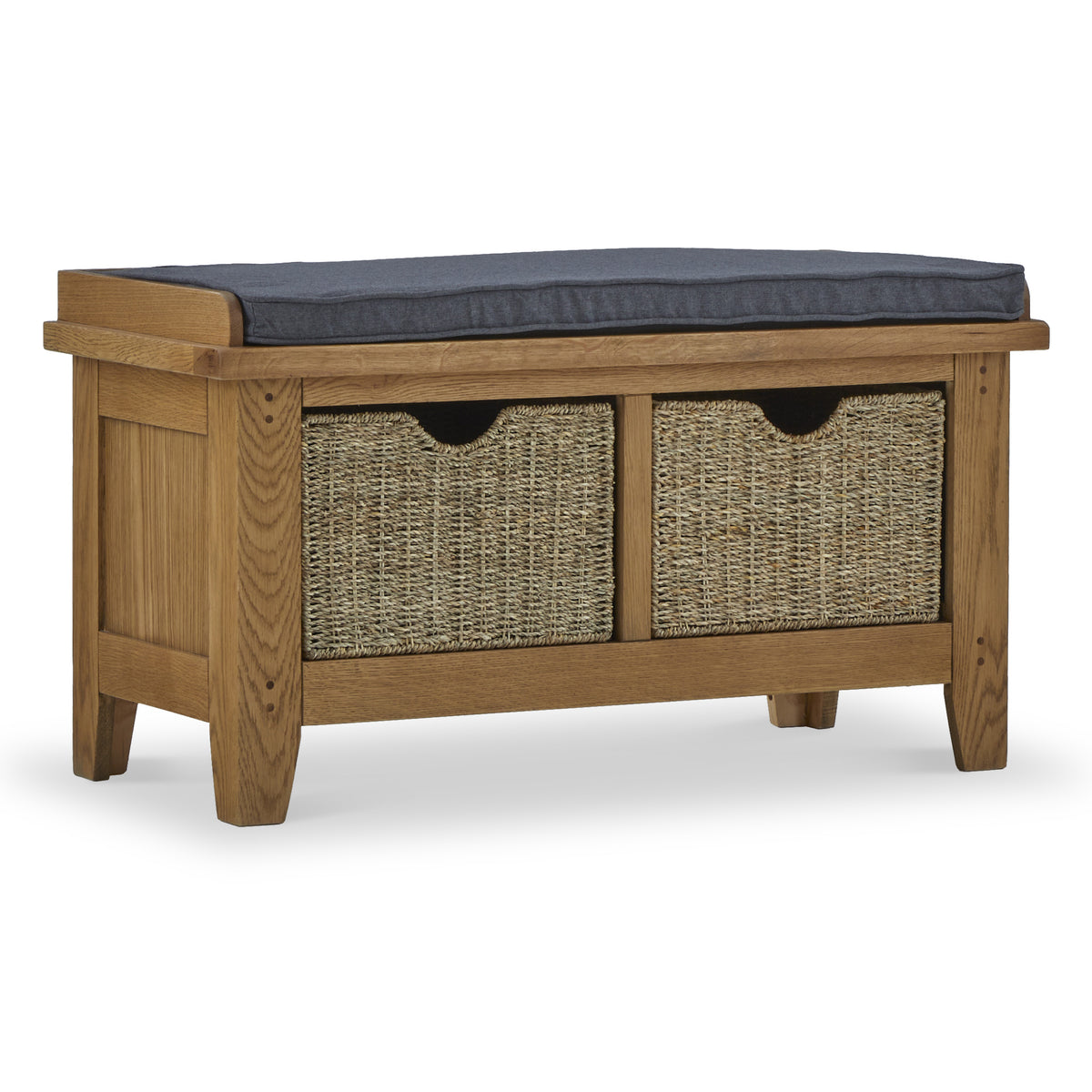 Broadway Oak Hallway Bench with Baskets from Roseland Furniture