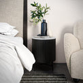 Milo Mango & Marble Round Fluted Bedside Table
