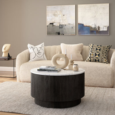 Milo Mango & Marble Round Fluted Coffee Table