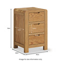 Harvey Oak 3 Drawer Bedside Table dimensions