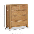 Harvey Oak 2 Over 3 Chest of Drawers dimensions