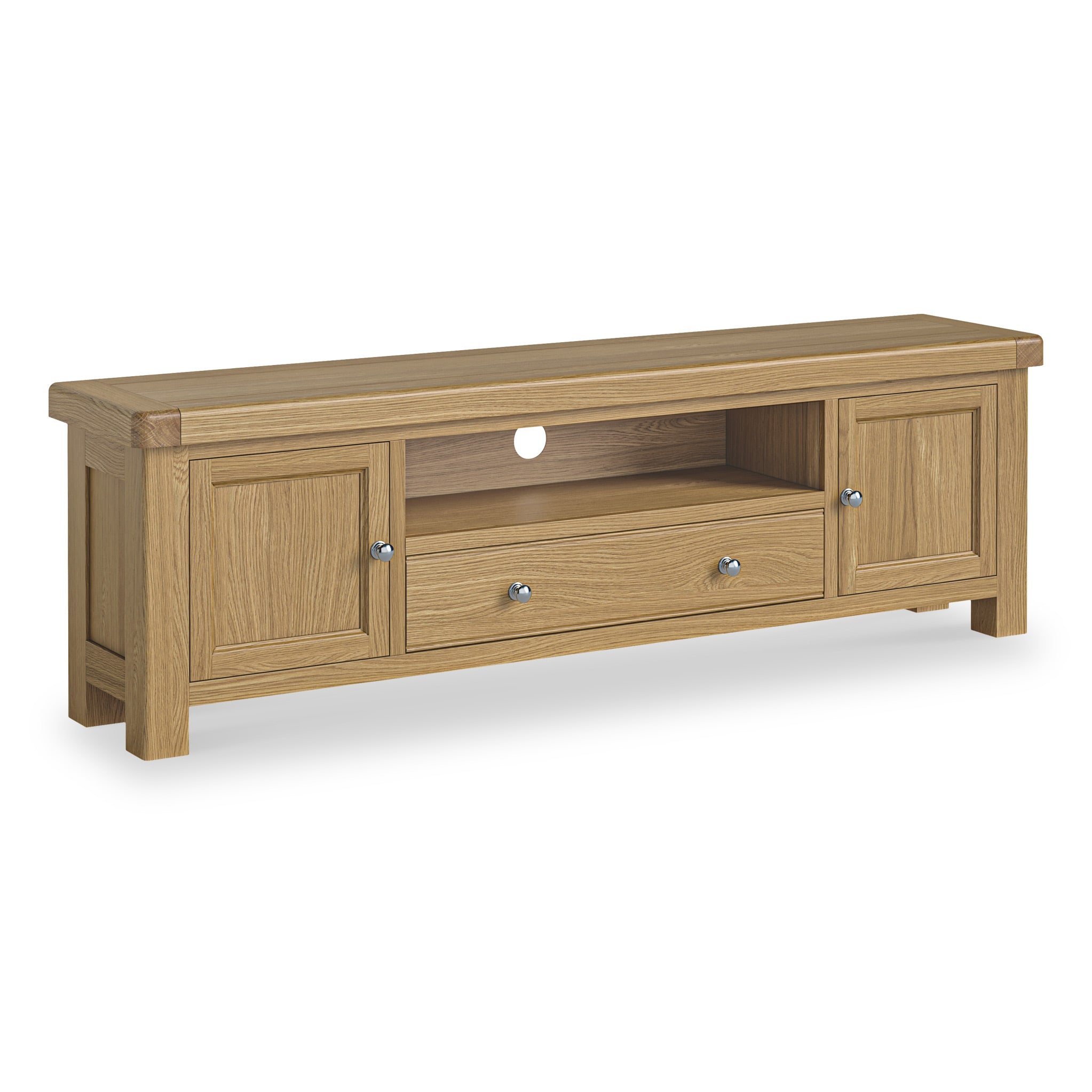 Portland Oak 190cm Wide TV Stand Unit for Living Room Roseland