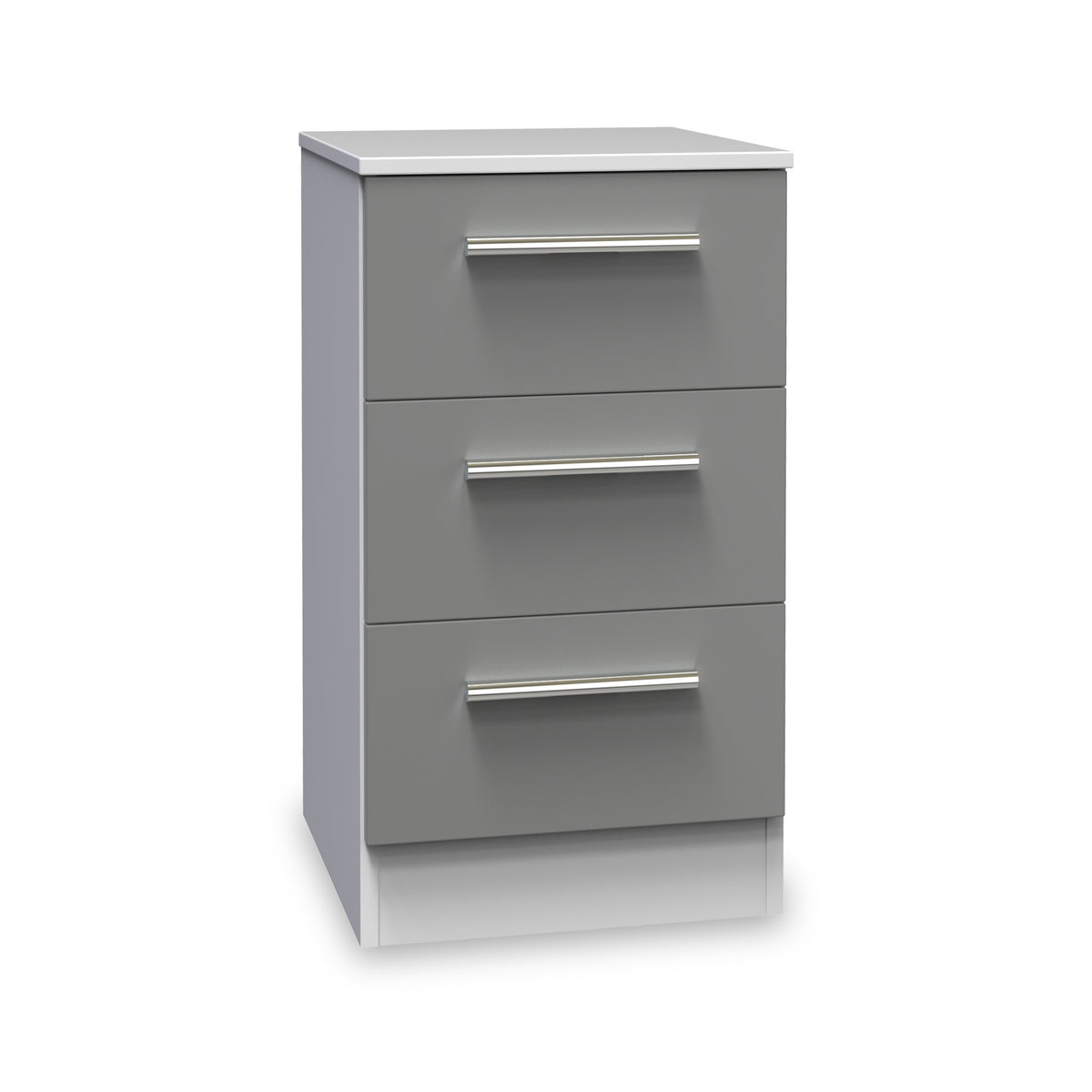 Blakely Grey and White 3 Drawer Bedside Cabinet from roseland