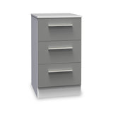 Blakely Grey and White 3 Drawer Bedside Cabinet from roseland