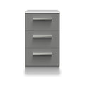 Blakely Grey and White 3 Drawer Bedside Cabinet