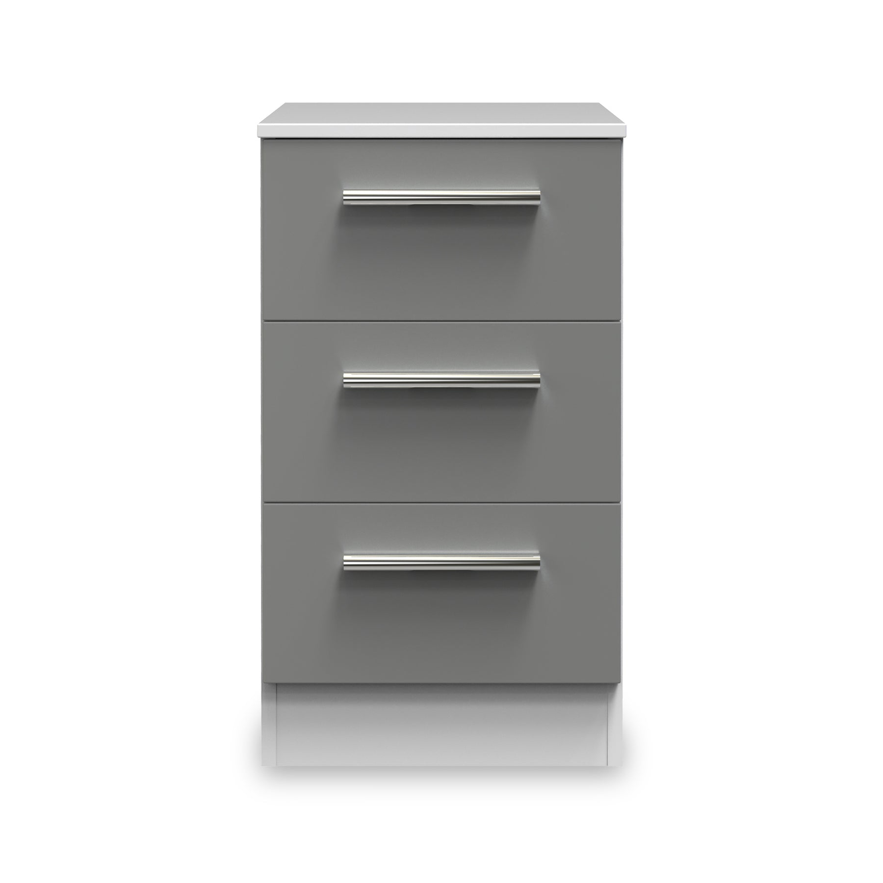 Blakely Grey and White 3 Drawer Bedside Cabinet