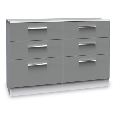 Blakely Grey and White 6 Drawer Wide Chest