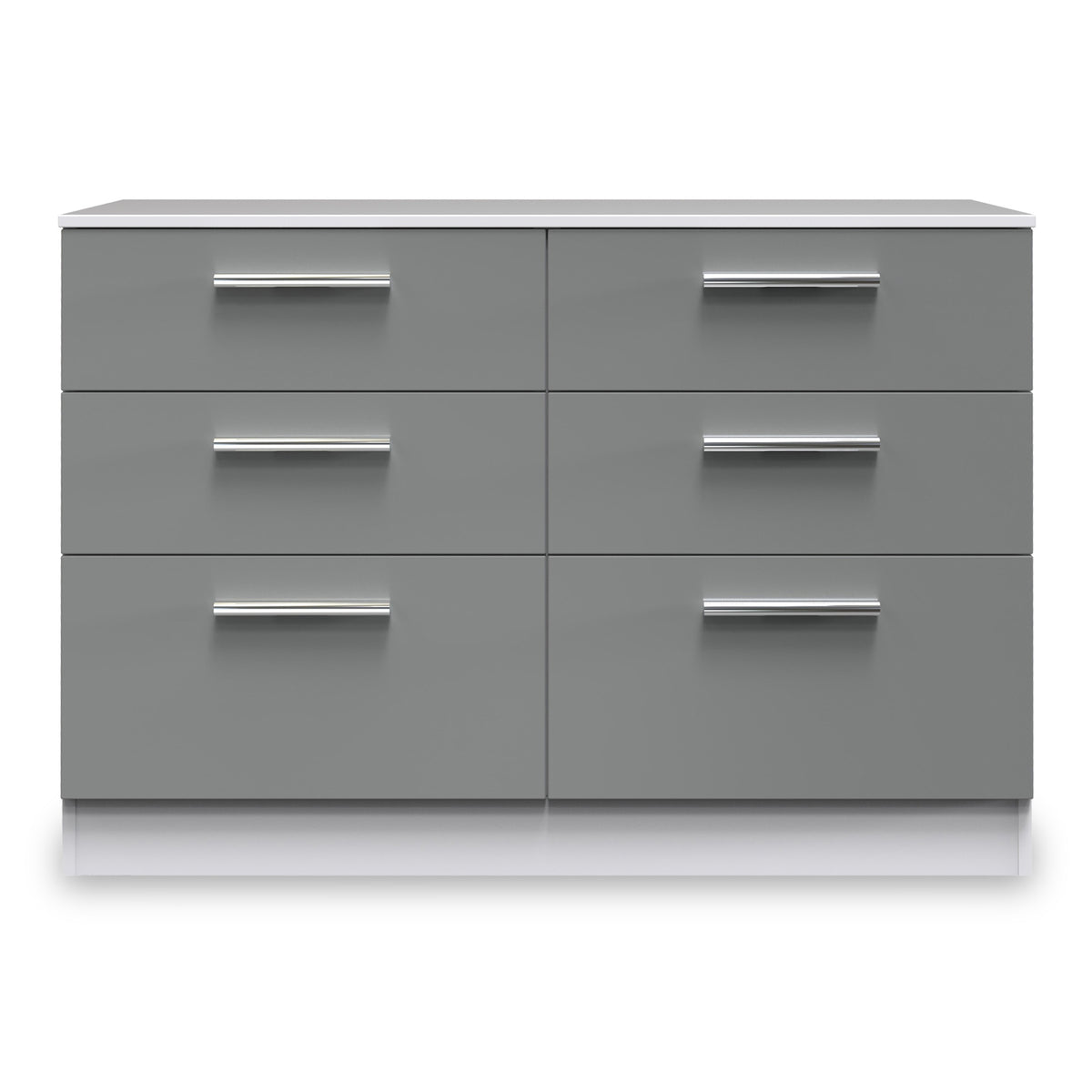 Blakely Grey and White 6 Drawer Wide Chest