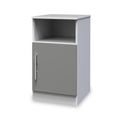 Blakely Grey and White 1 Door with Open Shelf Bedside Cabinet