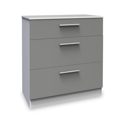 Blakely Grey and White 3 Drawer Deep Chest