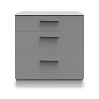 Blakely Grey and White 3 Drawer Deep Chest