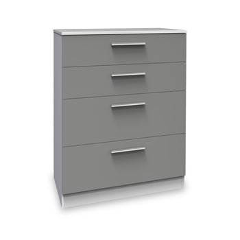 Blakely Grey and White 4 Drawer Deep Chest