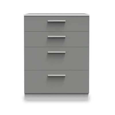 Blakely Grey and White 4 Drawer Deep Chest