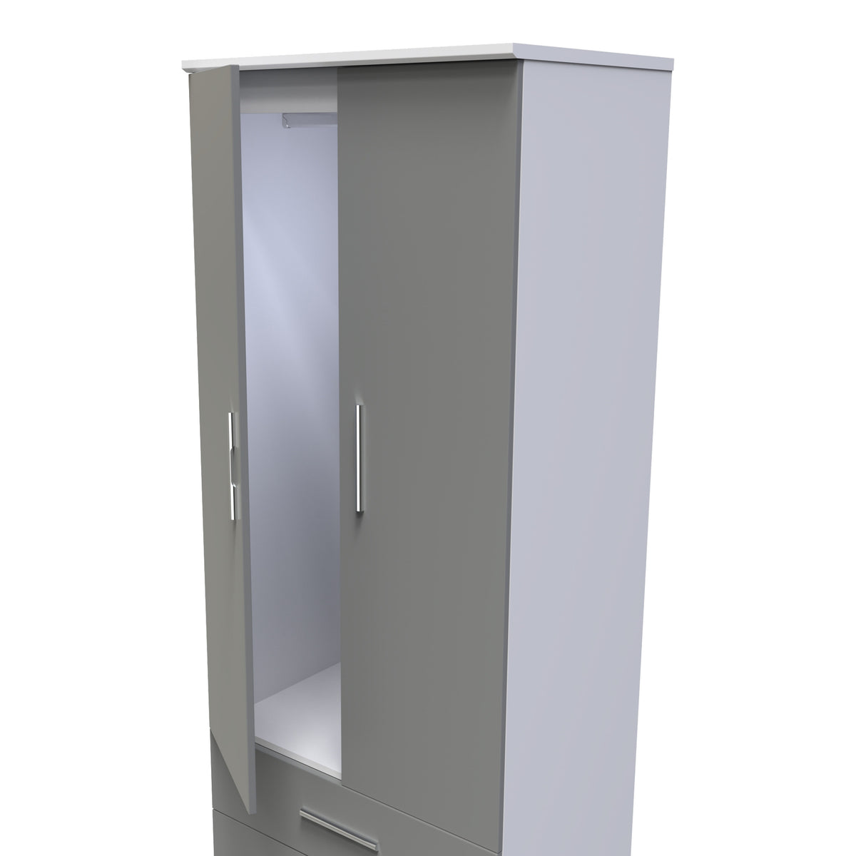 Blakely Grey and White 2 Door 2 Drawer Wardrobe